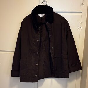 Barn coat Dark Brown Jacket with Black Collar